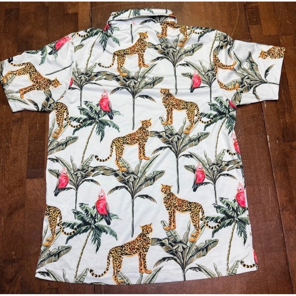 2 Bad Birdie Polo Golf Shirts Men Small Tropical Safari Animal Print 2pc Bundle - Picture 15 of 16